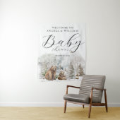 Winterlicher Wald, rustikale Babyparty-Willkommens Wandteppich (Beispiel)