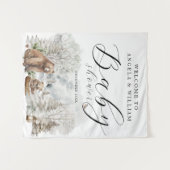 Winterlicher Wald, rustikale Babyparty-Willkommens Wandteppich (Vorderseite (Horizontal))