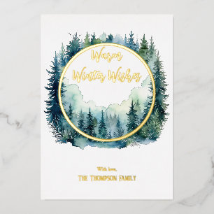 Winterlicher Waldkreisrahmen Folien-Feiertagskarte Folien Feiertagskarte