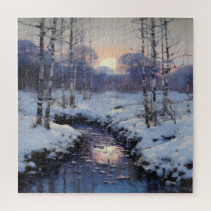 Winterlicher Waldsonnenuntergang Puzzle