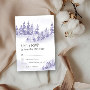 Winterlicher Wasserfarben-Lavendel-Wald Vertikal RSVP Karte