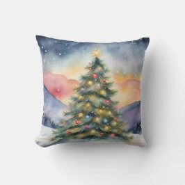 Winterlicher Weihnachtsbaum Schnee Sonnenuntergang Kissen