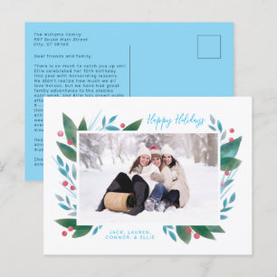 Winterlicher Zweig und Beeren Foto-Weihnachtskarte Feiertagspostkarte