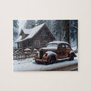 Winterliches Antik-Autopuzzle Puzzle