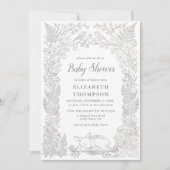 Winterliches Babyshower-Märchenbuch im Waldthema Einladung (Vorderseite)