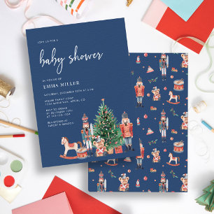 Winterliches Blaues Babyshower Einladung