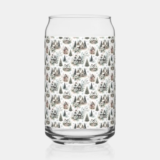 Winterliches Cottage-Schneefallmuster Dosenglas (Rückseite)