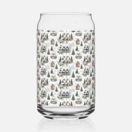 Winterliches Cottage-Schneefallmuster Dosenglas (Rechts)