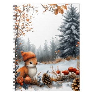 Winterliches Eichhörnchen im vereisten Wald Notizblock