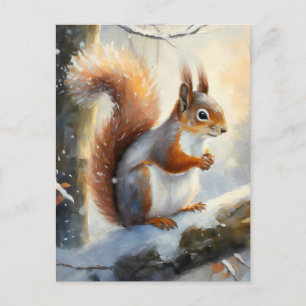 Winterliches Eichhörnchen in moderner Kunst Postkarte