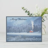 Winterliches Ferienhaus am See Feiertagskarte (Stehend Vorderseite)