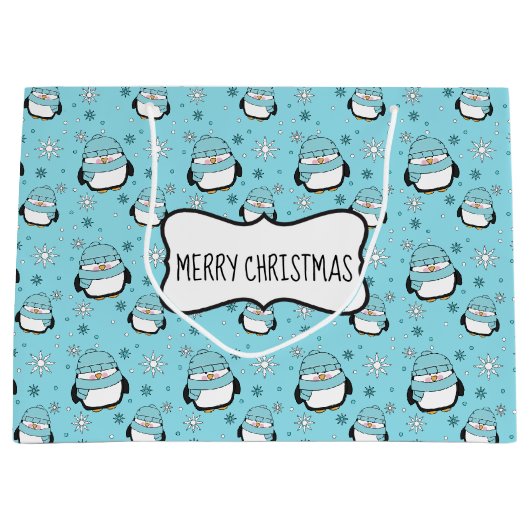Winterliches Geschenktüte mit Pinguin (Groß) (Vorderseite)