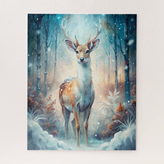 Winterliches Hirschrätsel Puzzle (Vertikal)
