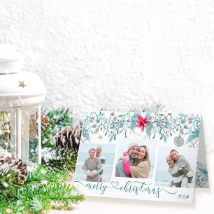Winterliches Laub 3 Foto Elegantes Skript Weihnach Feiertagskarte
