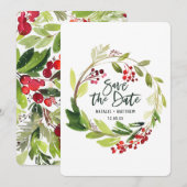 Winterliches Laub-Save-the-Date-Karte Save The Date (Vorne/Hinten)