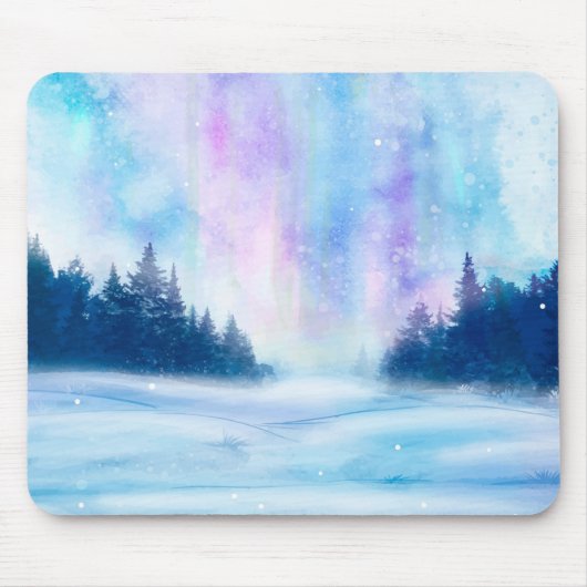 Winterliches Nordlicht Mousepad (Vorne)