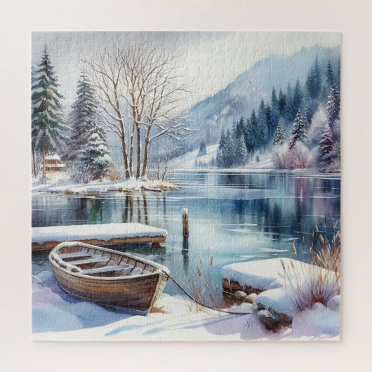 Winterliches Seenszene-Puzzle Puzzle (Vertikal)