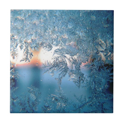 Winterliches Sonnenlicht durch gefrorene Eiskrista Fliese (Vorderseite)