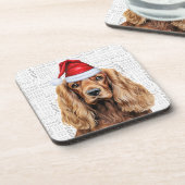 Winterliches Thema Cocker Spaniel Santa Hund Ferie Getränkeuntersetzer (Linke Seite)