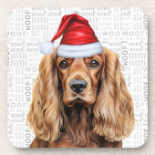 Winterliches Thema Cocker Spaniel Santa Hund Ferie Getränkeuntersetzer (Vorderseite)