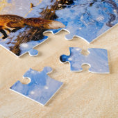Winterliches Waldhäuschen mit Waldtieren Puzzle (Seite)