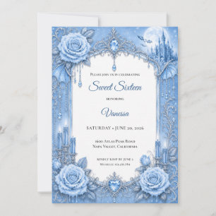 Winterlicht Blaue Prinzessin Sweet 16 Einladung