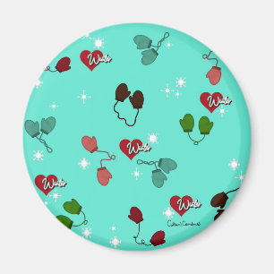 Winterliebe Handschuhe und Schneeflockenmuster Magnet