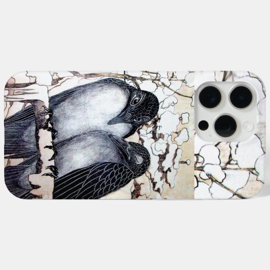 WINTERLIEBE VÖGEL IM SCHNEE Schwarz-Weiß Zeichnend Case-Mate iPhone Hülle (Rückseite (Horizontal))