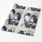 WINTERLIEBE VÖGEL IM SCHNEE Schwarz-Weiß Zeichnend Geschenkpapier (Ungerollt)