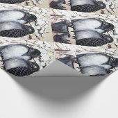 WINTERLIEBE VÖGEL IM SCHNEE Schwarz-Weiß Zeichnend Geschenkpapier (Ecke)