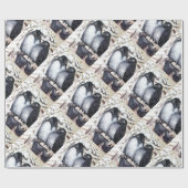 WINTERLIEBE VÖGEL IM SCHNEE Schwarz-Weiß Zeichnend Geschenkpapier (Flach)