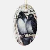 WINTERLIEBE VÖGEL IM SCHNEE Schwarz-Weiß Zeichnend Keramik Ornament (Rechts)