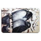 WINTERLIEBE VÖGEL IM SCHNEE Schwarz-Weiß Zeichnend Magnet (Horizontal)