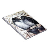 WINTERLIEBE VÖGEL IM SCHNEE Schwarz-Weiß Zeichnend Notizblock (Rechte Seite)