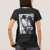 WINTERLIEBE VÖGEL IM SCHNEE Schwarz-Weiß Zeichnend T-Shirt (Rückseite)