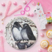 WINTERLIEBE VÖGEL IN SCHNEEPAPIERPLATTE PAPPTELLER (Party)