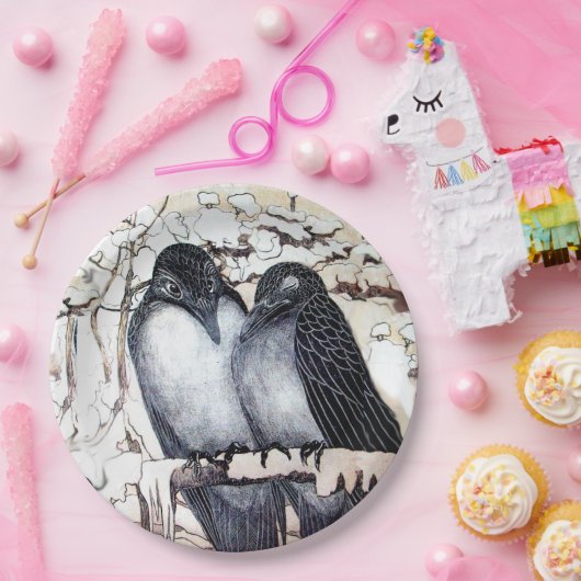 WINTERLIEBE VÖGEL IN SCHNEEPAPIERPLATTE PAPPTELLER (Party)