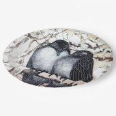 WINTERLIEBE VÖGEL IN SCHNEEPAPIERPLATTE PAPPTELLER (Schrägansicht)