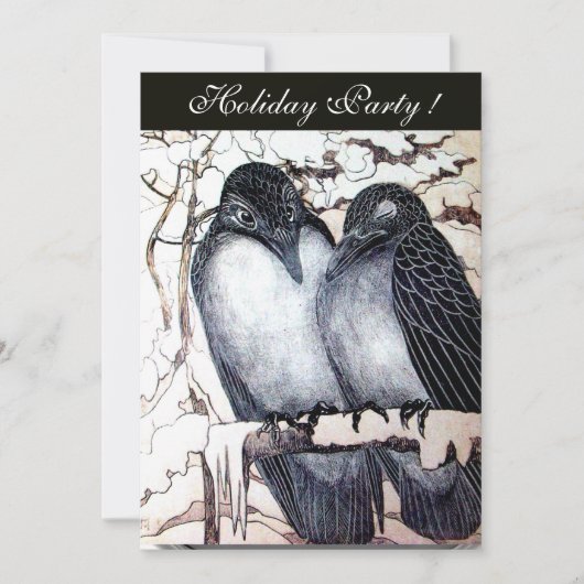 WINTERLIEBE VÖGEL SCHWARZ-WEISSES ROTES DAMASK-MON EINLADUNG (Vorderseite)