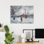 Winterliebhaber Schnee London Thames Big Ben Gemäl Poster (Heimbüro)