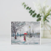 Winterliebhaber Schnee London Thames Big Ben Gemäl Postkarte (Stehend Vorderseite)