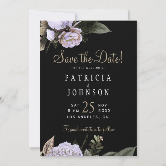 Winterlila-Blume - Hochzeit Save the Date (Vorderseite)