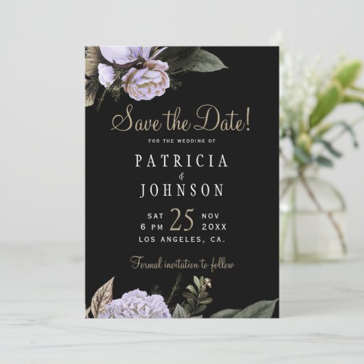 Winterlila-Blume - Hochzeit Save the Date (Stehend Vorderseite)