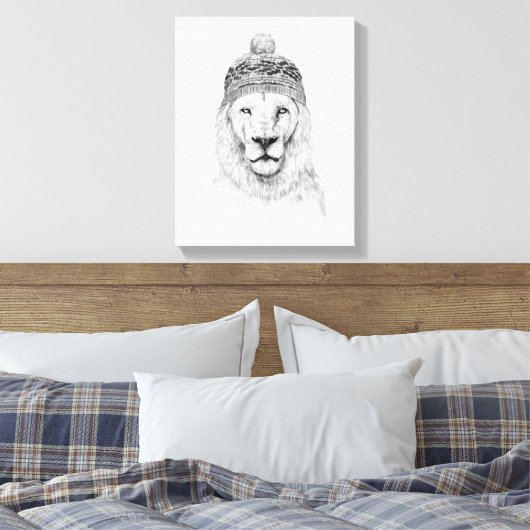 Winterlion (bw. leinwanddruck (Insitu (Schlafzimmer))