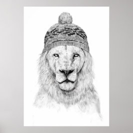Winterlion (bw. poster