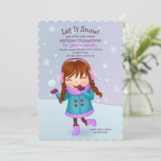 Wintermädchen Einladung (Stehend Vorderseite)