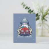 Wintermädchen mit Schneeflocke Feiertagspostkarte (Stehend Vorderseite)