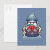 Wintermädchen mit Schneeflocke Feiertagspostkarte (Vorne/Hinten)