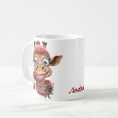 Wintermagie mit niedlicher Cartoon-Giraffe Kaffeetasse (Vorderseite Links)