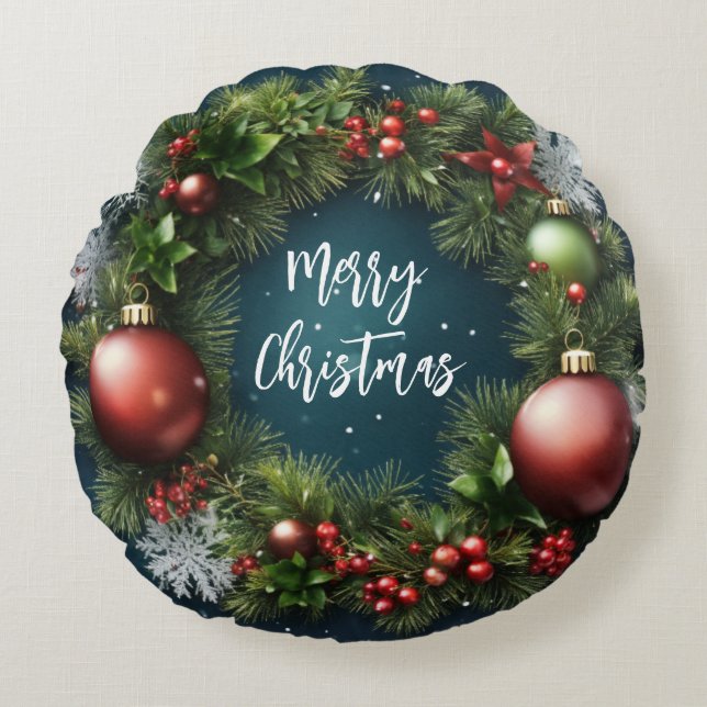 Wintermagie Rundes Kissen (Vorderseite)